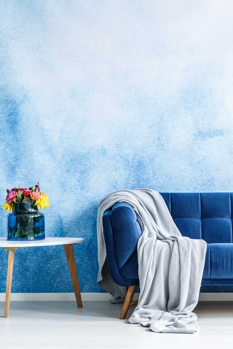 Blue painted roman clay residential painting services