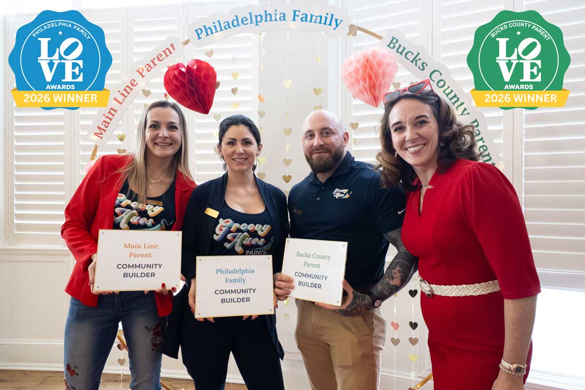 Groovy Hues Painting of Philadelphia and Bucks County team holding 2026 Love Awards community builder recognition