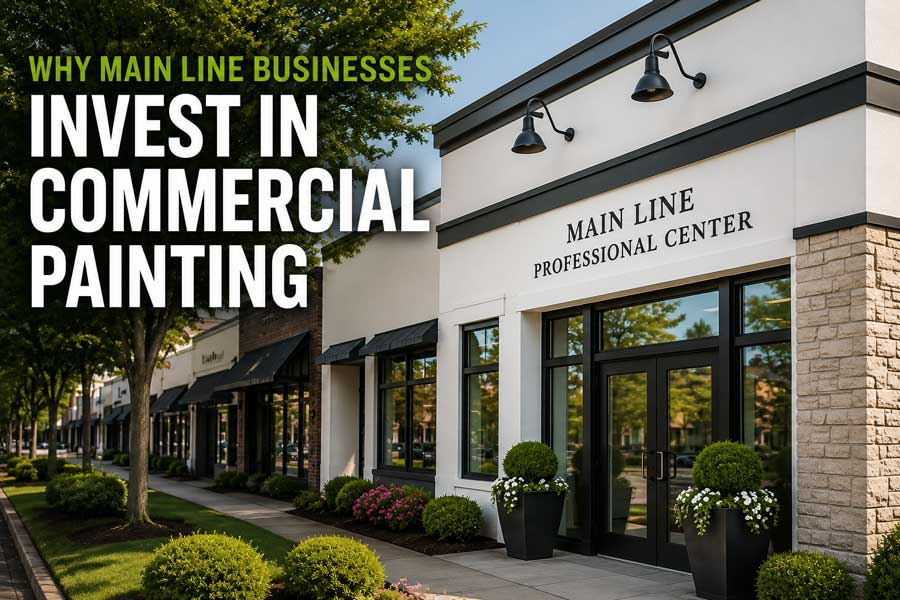 Commercial painting investment benefits for Main Line businesses featuring a professionally painted commercial building in Pennsylvania