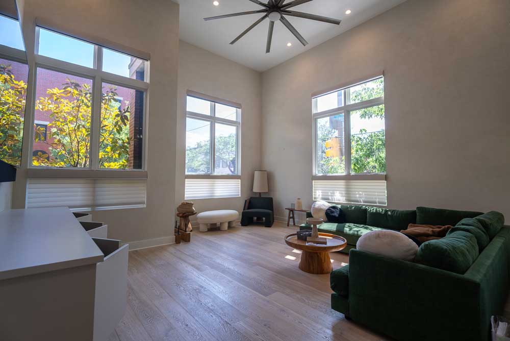 Modern living room with freshly painted walls completed by Groovy Hues Painting of Philadelphia