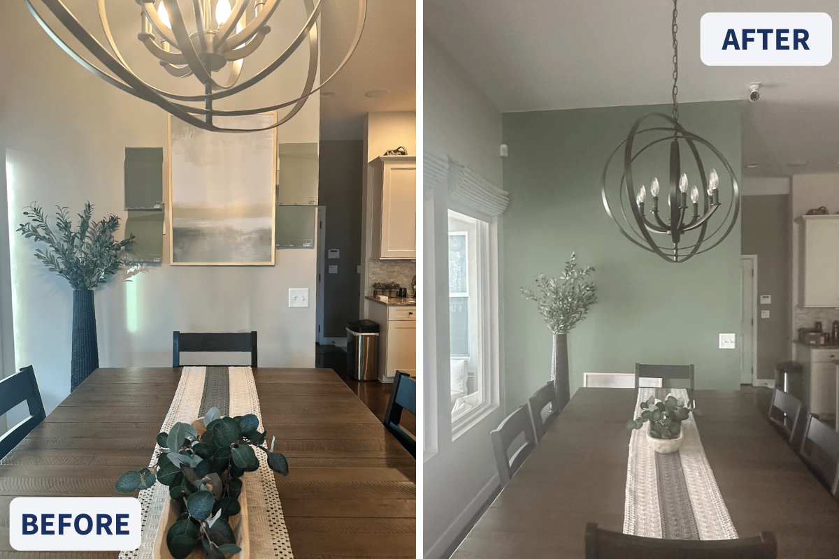 Before and After Dining Room Painting